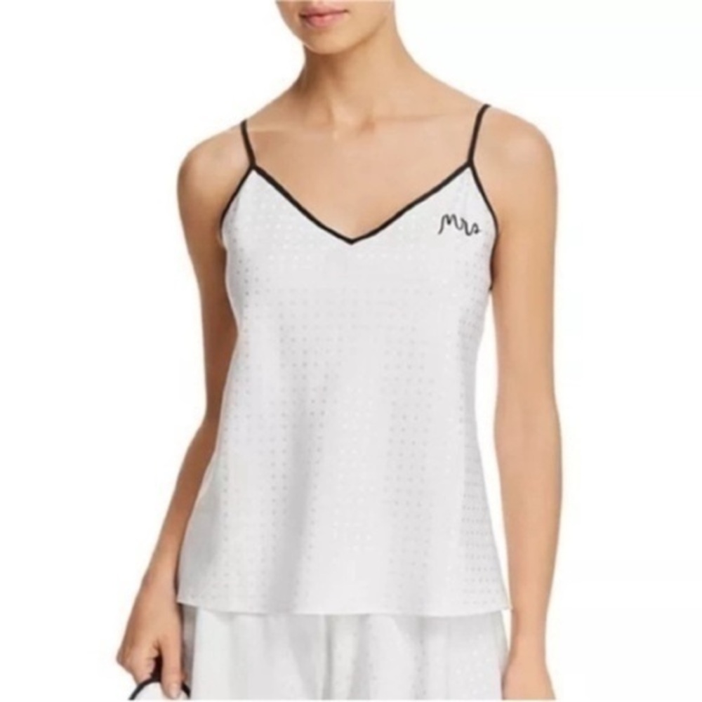 Kate Spade White Pajama Set with Black Trim